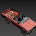 Old Red Convertible Car With Open Top And Worn Interior Seats