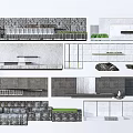 Feature Wall Design With Stone Textures Green Plants And Modern Elements 3d model