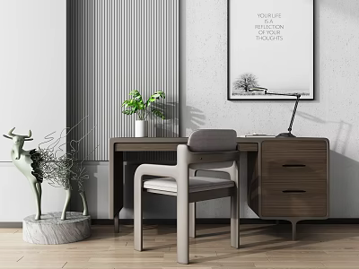 Modern desk chair desk chair combination 3d model