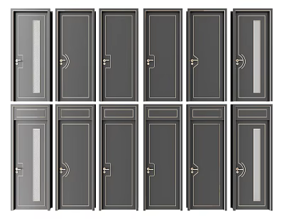 New Chinese Style Flat Door Single Door Combination 3d model