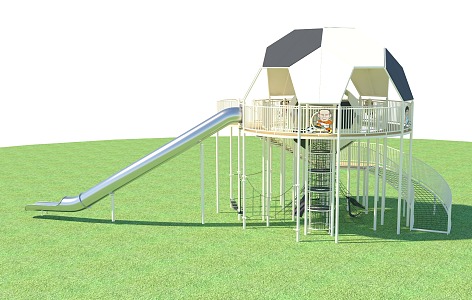 Football park slide combination slide crawl amusement park children's park playground amusement sketch 3d model