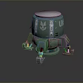 Green Mechanical Device With UNS Logo And Multi Legged Base Structure 3d model
