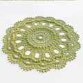 Light Green Round Rug Crocheted Handmade with Elegant Lace Pattern 3d model