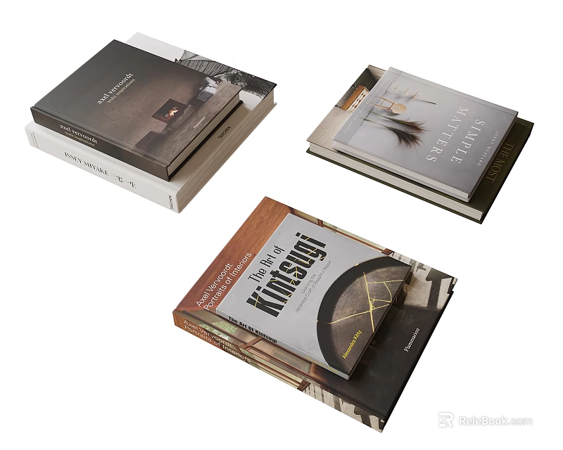 Stacked Minimalist Design Books And Magazines With Stylish Covers And Interior Ideas 3d model 