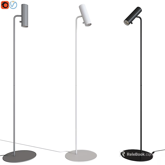Modern Floor Lamp With Metal Stand And White Shade For Living Room Decor 3d model 