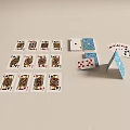 Multiple Playing Cards Featuring Kings Arranged On White Background With Folded Display Setup 3d model