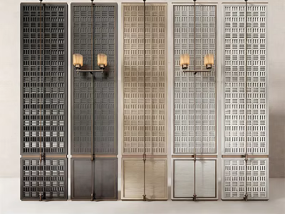 Stylish Room Dividers With Intricate Laser Cut Patterns And Metal Frames In Various Colors 3d model