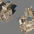 Detailed 3D Urban Buildings With Stairs Balconies And Multiple Floors