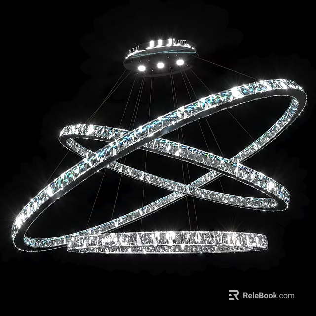 Modern Crystal Chandelier with Circular Rings Embedded Crystals and Bright Illumination for Elegant Interior Spaces 3d model 