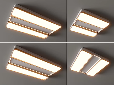 Modern LED Ceiling Light with Sleek Rectangular Design and Bright Even Illumination for Home Interior 3d model