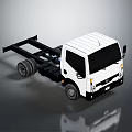 White Truck Chassis with Cab Frame and Wheels on Gray Background 3d model