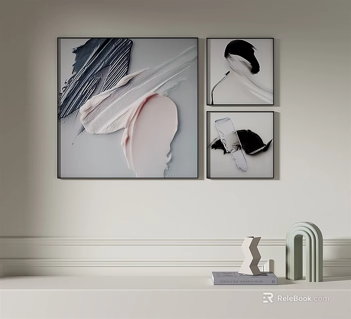 Abstract Wall Art With Modern Decorative Objects And Geometric Sculptures 3d model