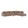 Brown And Light Gray Sectional Sofa Set With Multiple Cushions And Black Slim Legs 3d model