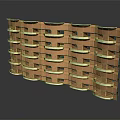 Future Architecture Design With Layered Modular Curved Structure And Wooden Beige Accents