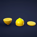 Fresh Whole Halved and Sliced Lemons Beautifully Arranged on Dark Background