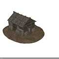 Ancient Building With Thatch Roof Stone Walls Wooden Door And Interior Details