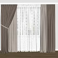 Elegant Double Layer Curtains With White Sheer And Brown Drapes Letting Natural Light