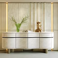Elegant Curved Marble Sideboard Cabinet With Exquisite Decorations For Modern Luxury Home Dining Space
