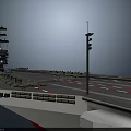 Aircraft Carrier Flight Deck With Runway Striped Markings And Control Tower