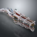Futuristic Sci Fi Weapon With Metallic Structure And Red Accents Design 3d model