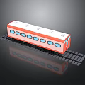 Red And White Train With Blue Windows On Black Tracks
