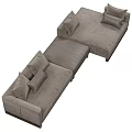 Modern Sectional Sofa In Grey With Plush Pillows And Metal Legs