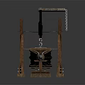 Hand Operated Hardware Tool With Wooden Frame And Metal Chain Components