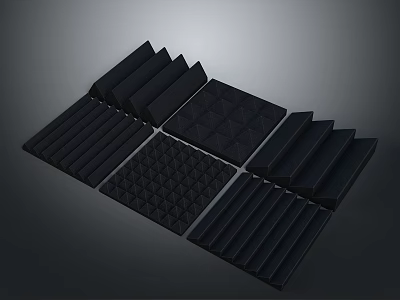 Black Foam Protective Pads With Various Shapes And Textured Surfaces For Packaging 3d model