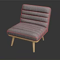 Grey Fabric Single Sofa With Vertical Striped Design And Wooden Legs Modern Style