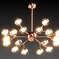 Stylish Modern Chandeliers With Circular Rings Spherical Bulbs And Metal Frames 3d model