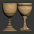 Three Vintage Decorative Ceramic Cups With Intricate Patterns And Ornate Bases