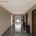 Office building channel and elevator hall renderings 3d model