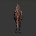 Reddish Brown Horse Sculpture With Newspaper Text Pattern On Gray Background