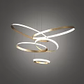 Modern Contemporary Curved Metal Chandeliers With Gold And White Sleek Design