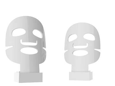 Two White Reusable Silicone Facial Masks With Stand For Skincare Beauty Products 3d model