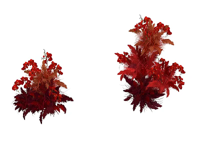 Elegant Red Floral Arrangement with Red Leaves and Blossoms for Decorative Design 3d model