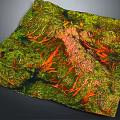 Lush Green Garden Landscape With Vibrant Orange Elements Water Features And Natural Layout