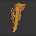 Yellow Cropped Hoodie With Zipper Long Sleeves Soft Fabric Casual Design