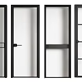 Modern Interior Doors With Black Frames And Glass Panel Designs 3d model