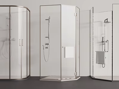 Modern Shower Sauna Enclosures With Glass Design Different Shapes And Shower Fixtures 3d model