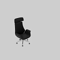 Modern Black Leather Office Desk And Chair Set With High Backrest And Metal Base