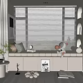 Cozy Window Seat Space With Beige Curtains Blinds Pillows Stuffed Toy Green Plant And Books