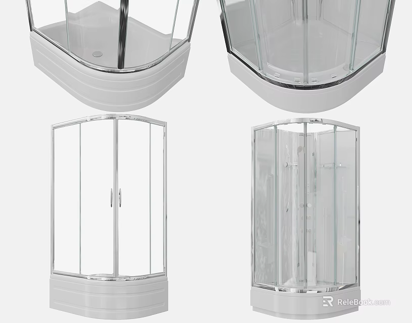 Modern Shower Sauna Enclosure with Transparent Glass Door and Corner Design 3d model 