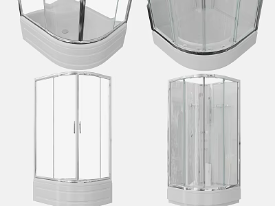 Modern Shower Sauna Enclosure with Transparent Glass Door and Corner Design 3d model