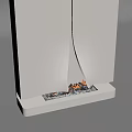 Modern White Fireplace Design With Burning Flames And Decorative Interior Elements 3d model