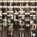 Modern Decorative Cabinet With Multiple Shelves Books Vases Decorative Items And Green Plants