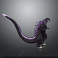 Purple Giant Creature With Glowing Tail And Back Spikes In Standing