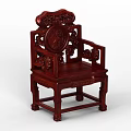 Traditional Chinese Redwood Single Sofa with Intricate Carved Patterns and Classic Design