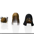 Different Cosplay Wigs and Headpieces with Horns Long Blonde Hair Black Hooded Mask