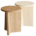 Light Colored Wooden Round Stools With Natural Texture And Solid Structure 3d model